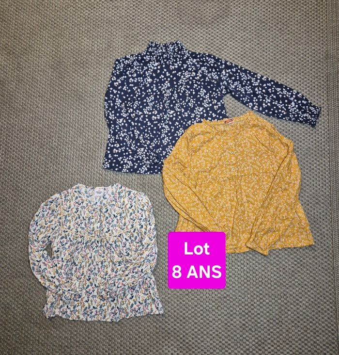 Lot de 3 Blouses à motifs fleurs filles - 8 ans