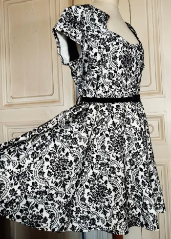 Praslin Robe Retro Fifties Ceinturée Panne de Velours T UK 22 ou T 52 ou 6XL