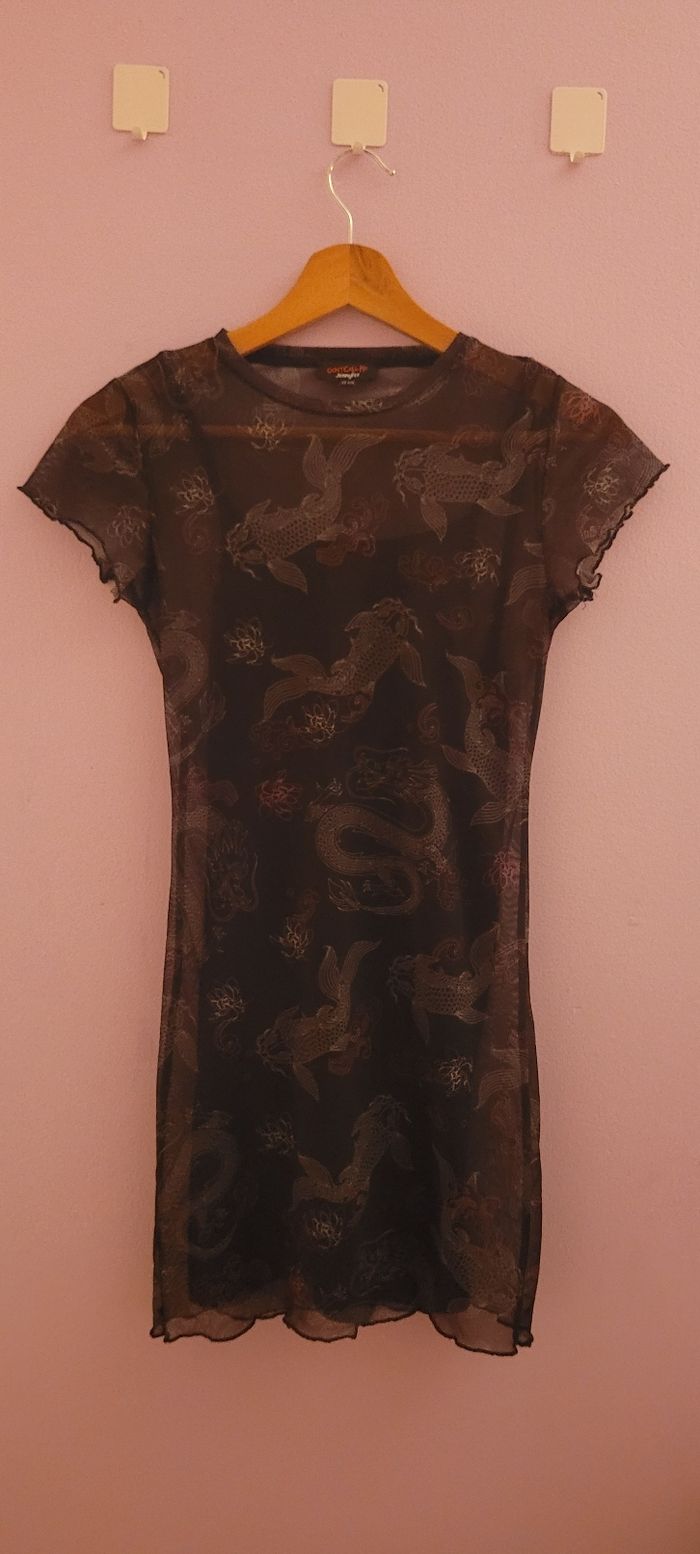 Robe courte moulante motif dragon et carpe - photo numéro 2
