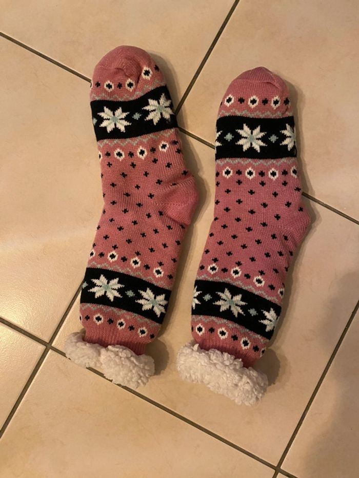 Chaussettes pour femme avec semelles antidérapantes, molletonnées