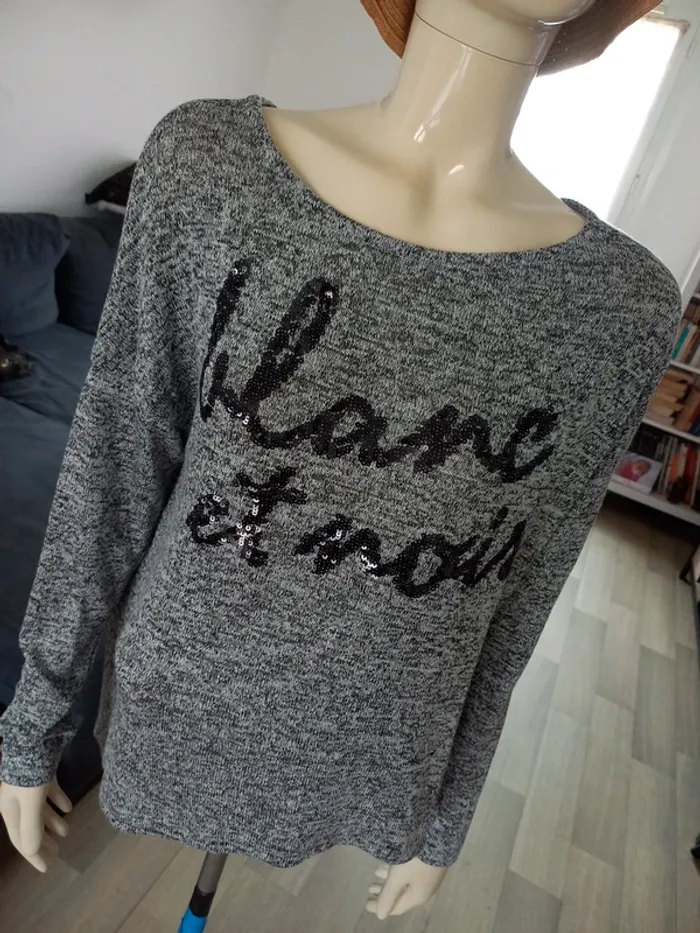 Pull femme noir et gris XL - photo numéro 6