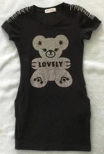 Très jolie robe noire et nounours strass - J&H Fashion