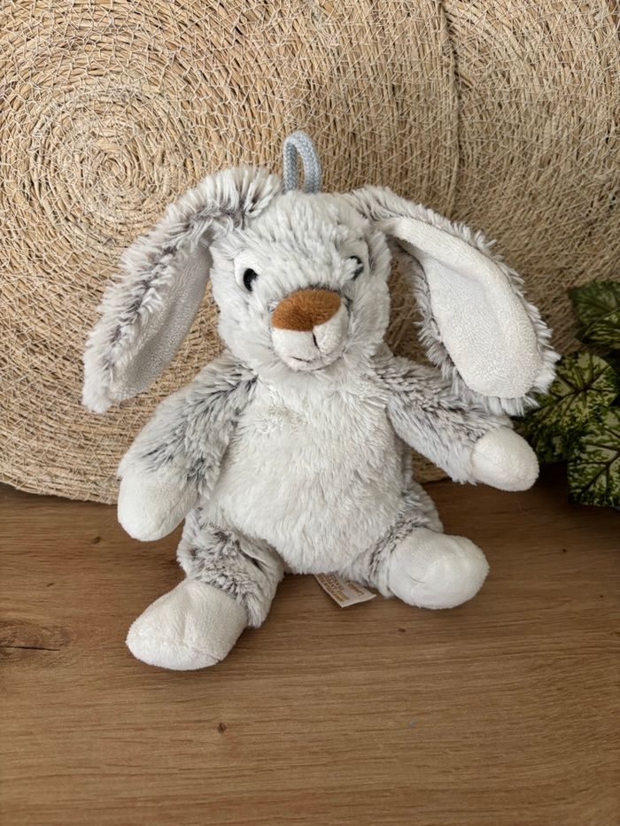 Doudou lapin gris chine blanc rodadou roda - photo numéro 2