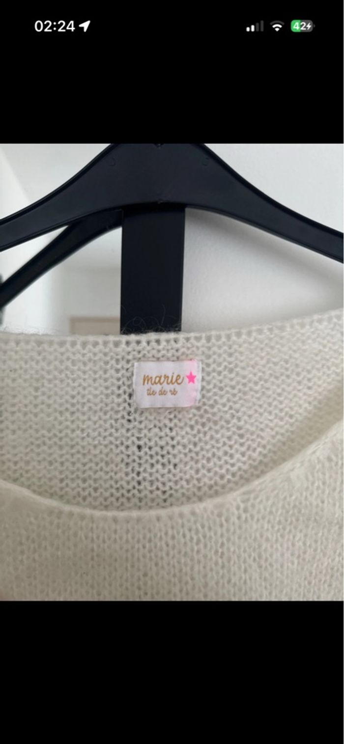 Pull blanc en maille boutique île de ré – coupe loose & féminin - photo numéro 2