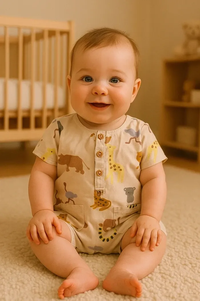 Combi-short bébé 6 mois Bout'chou #animaux #safari #été #mixte