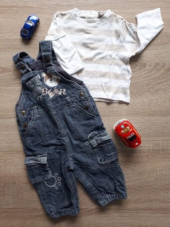 Ensemble salopette t shirt manches longues 6 mois kimbaloo