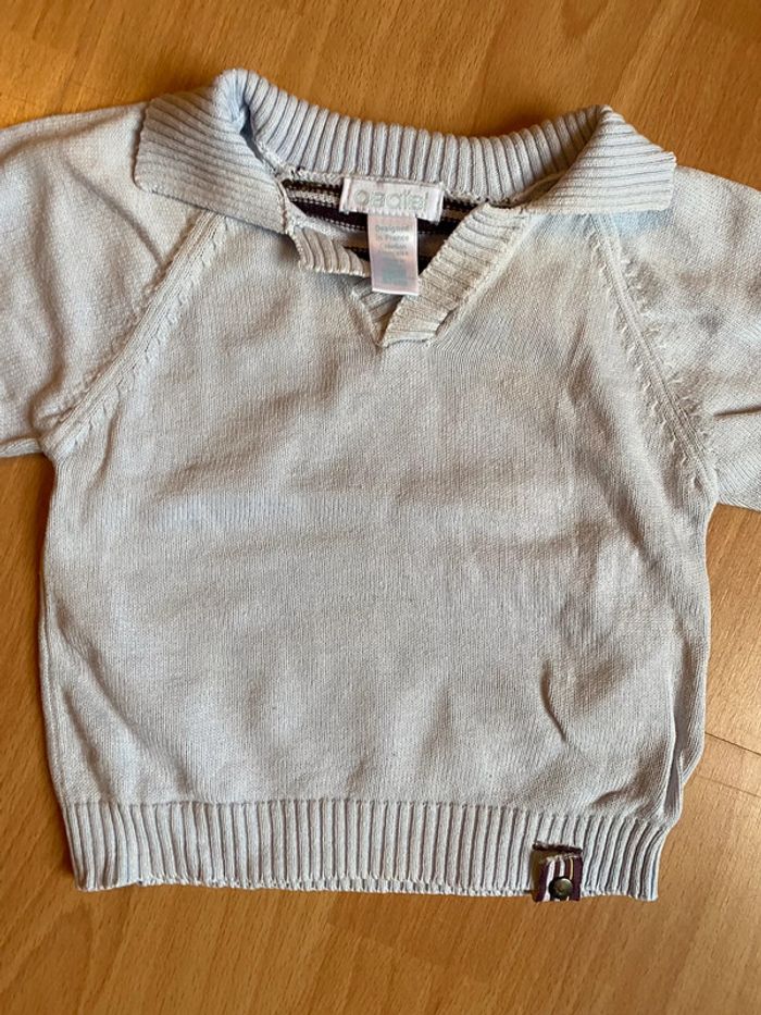 Beau pull bleu clair ML Obaïbi T. 6 mois/67 cm garçon TBE - photo numéro 3