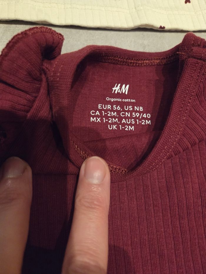 Lot de 2 t-shirt ML h&m 56cm - photo numéro 3