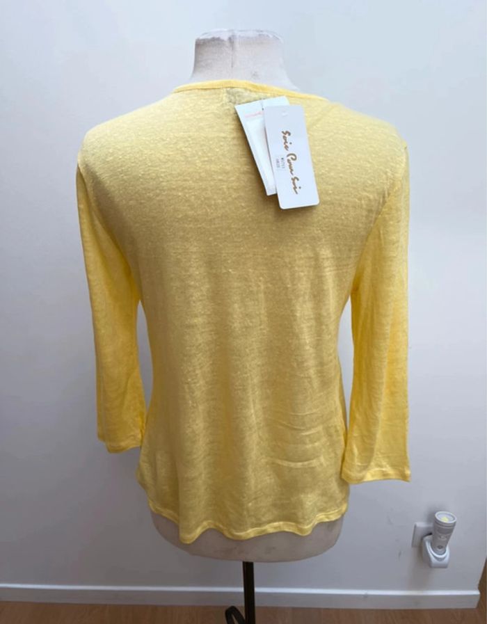 Superbe haut pull léger neuf avec étiquette lin Soie pour soi 🌸 S 36 M 38 - photo numéro 4