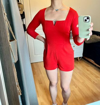 combi short tailleur rouge taille S