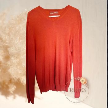 Homme M - pull fin en V orange celio