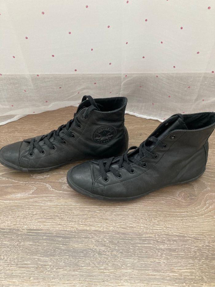 Converse noire cuir taille 8 - photo numéro 3