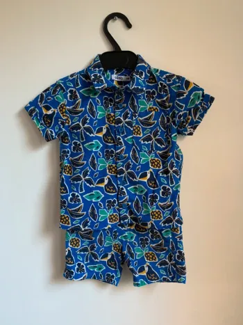 Ensemble tropical bleu – Gémo – Haut 24 mois / Bas 3 ans