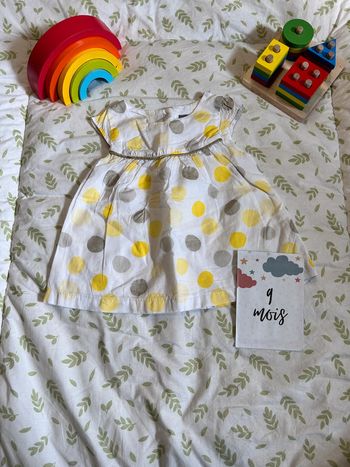 tunique débardeur blanc et jaune vertbaudet 9 mois