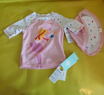 tee shirt casquette de bain anti uv fille tex baby 71 cm 9 mois