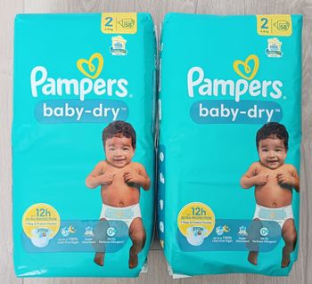 116 couches Pampers baby dry taille 2 - 4 à 8 kg