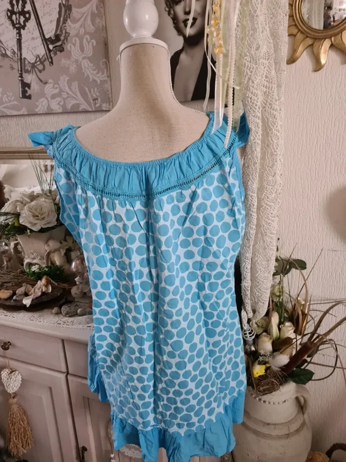 Tunique ou robe courte longue bleu ciel Taille XL - photo numéro 2