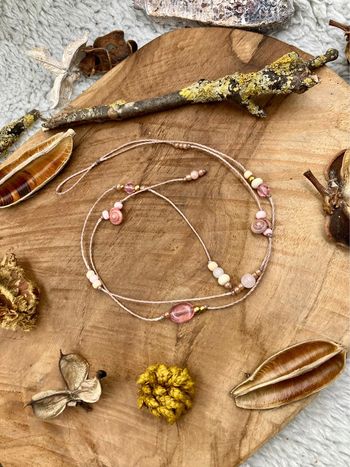 Bijou de cheveux - ateba - macramé pierre de Lune et Quartz