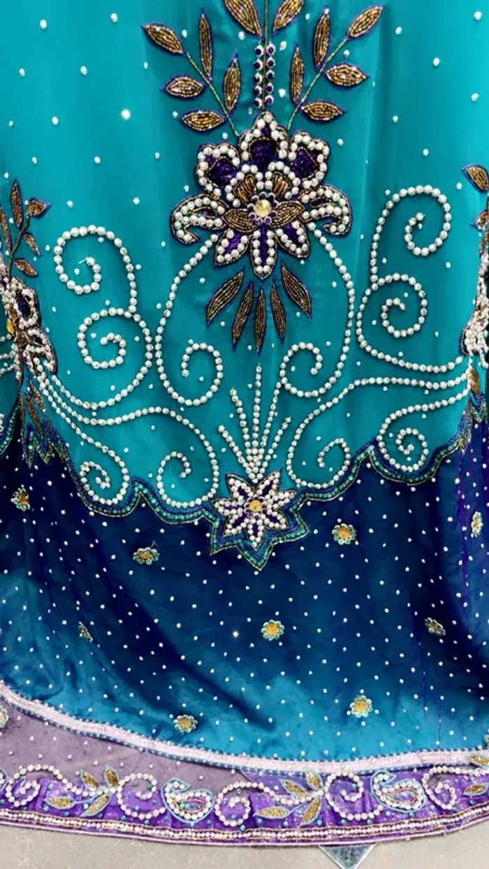 Magnifique caftan sari avec un dégradé de couleur sublime - photo numéro 4