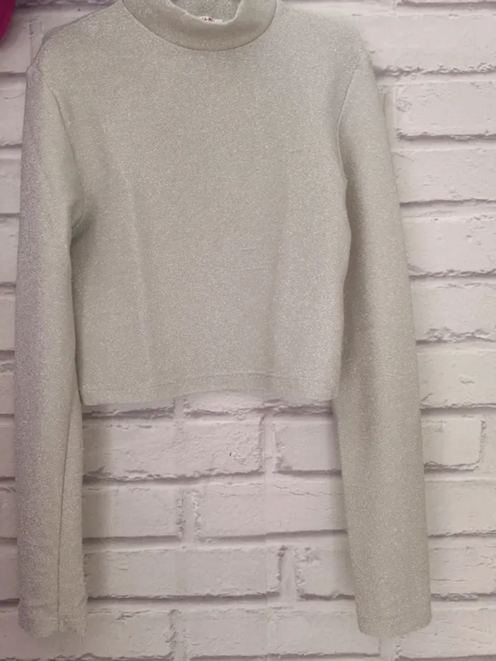 D4660 top manche longue paillettes