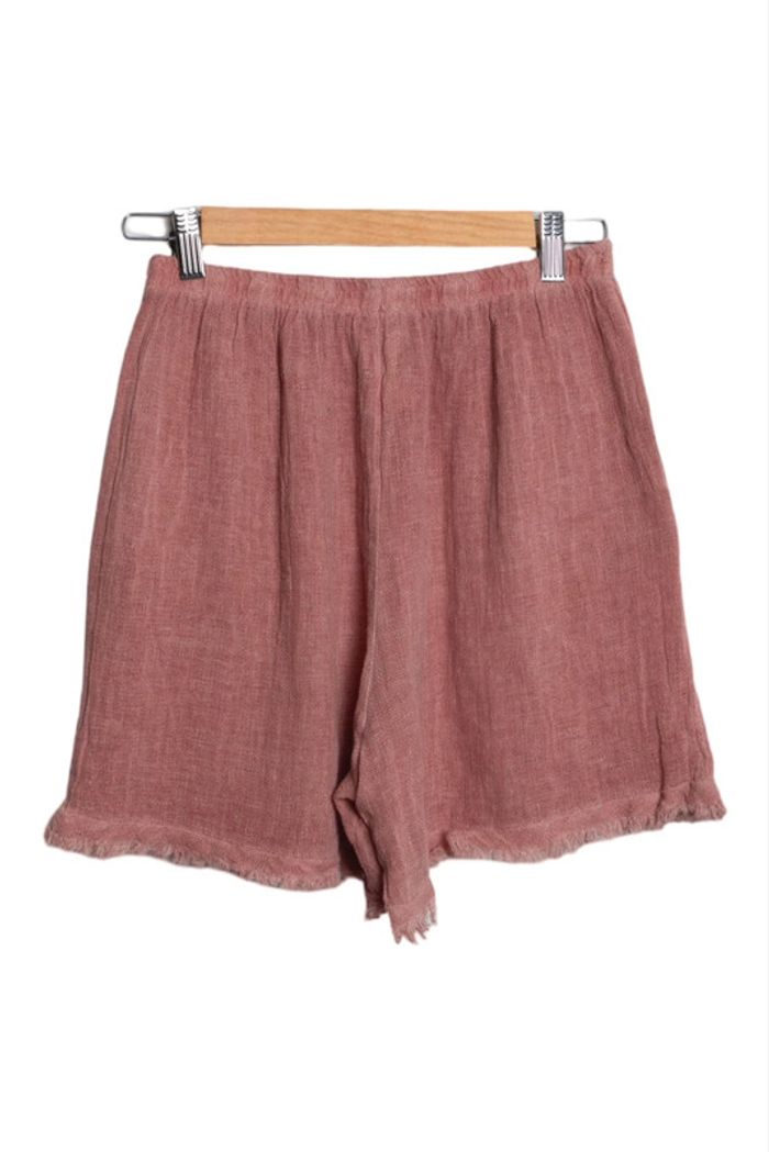 Short en coton texturé rose brique – Upcyclé par Tilli  – Pièce unique - photo numéro 6