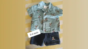 Tenue ensemble été summer plage chemise Mickey Disney bébé