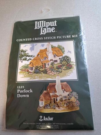 Magnifique kit broderie Lilliput Lane/Anchor chaumière/cottage anglais neuf