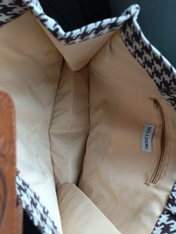 Sac à main tissu beige et marron - photo numéro 5