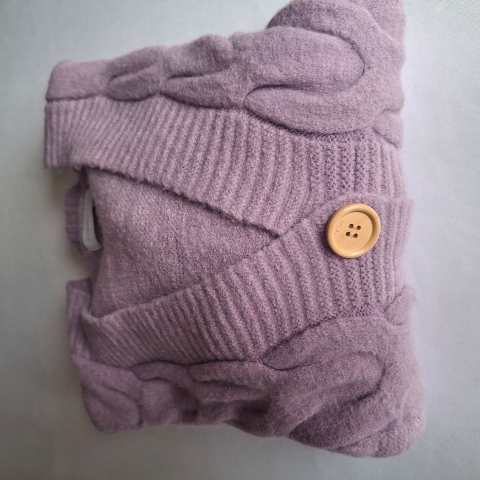 Cardigan/Pull oversize en maille torsadée lilas - Manches longues - Taille unique - Alba Fashion - photo numéro 2