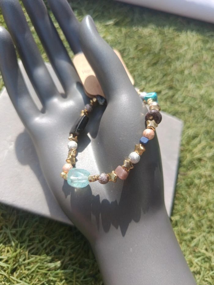 Bracelet pièce unique pierres naturelles fabrication artisanale - photo numéro 2