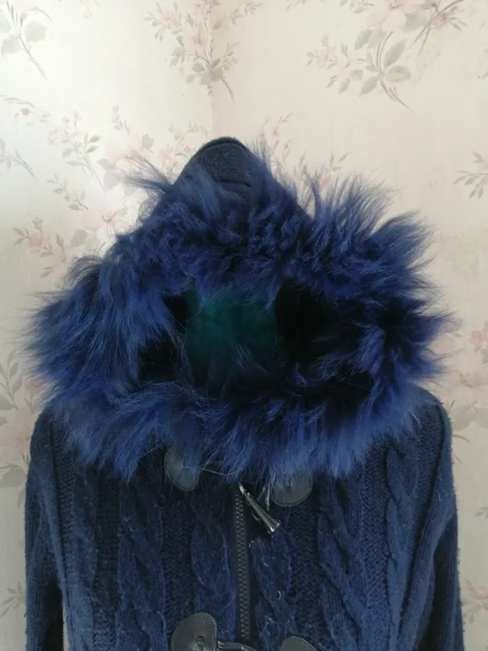 Veste à capuche bleu marine tressée et fourrée / M S fashion / (TU) - photo numéro 4