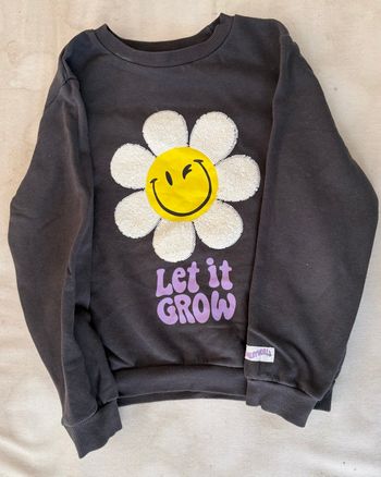 Sweat noir fleur smiley (122/128)