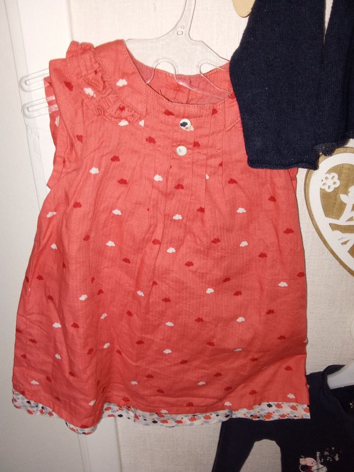 Lot de 3 vêtements bébé fille sergent major 9-12 mois, robe, gilet, body, 71,74 cm - photo numéro 4