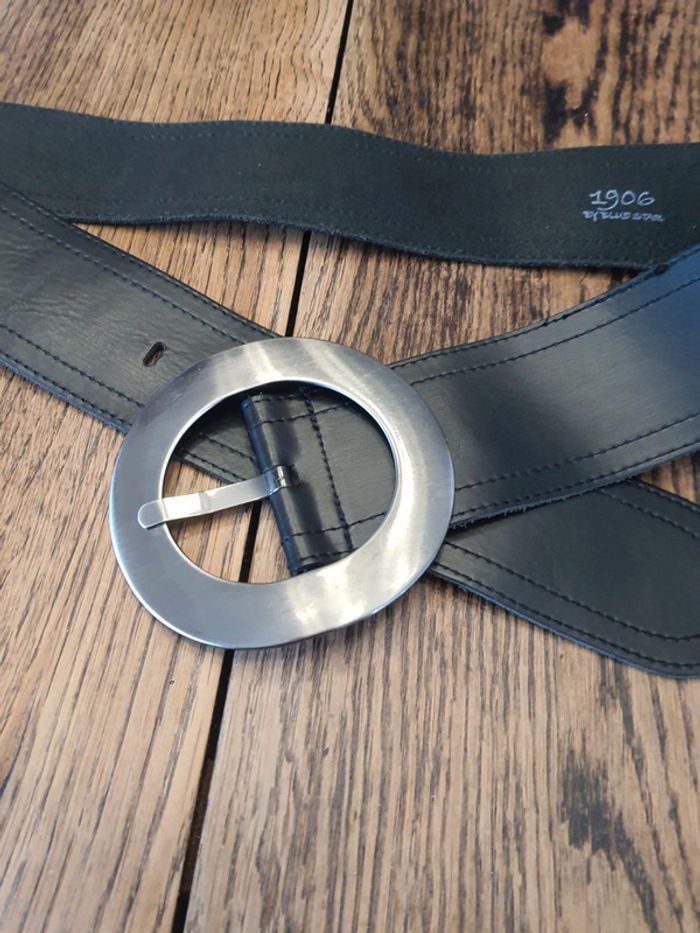 Jolie Ceinture noire cuir 1906 by Blue Star 100cm - photo numéro 9