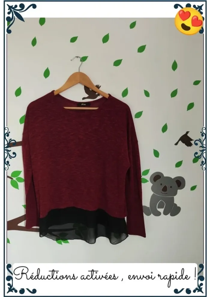 Pull bordeau femme