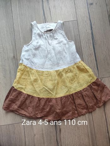Robe Zara 4-5 ans 110 cm blanche jaune marron