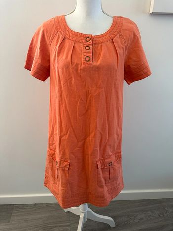Robe orange en lin et coton Autre Ton Vintage T38