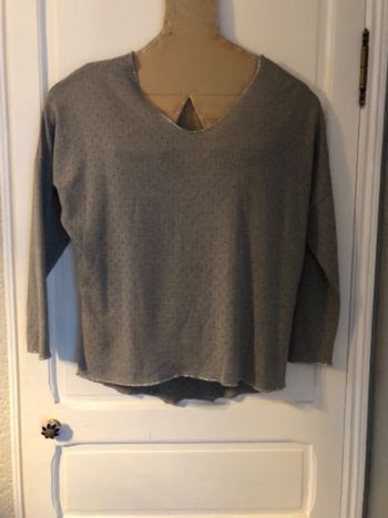 Pull col V gris « stella bianca » T unique (40-44) NEUF