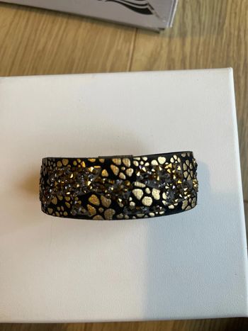 Bracelet jonc magnétique marron et dorée