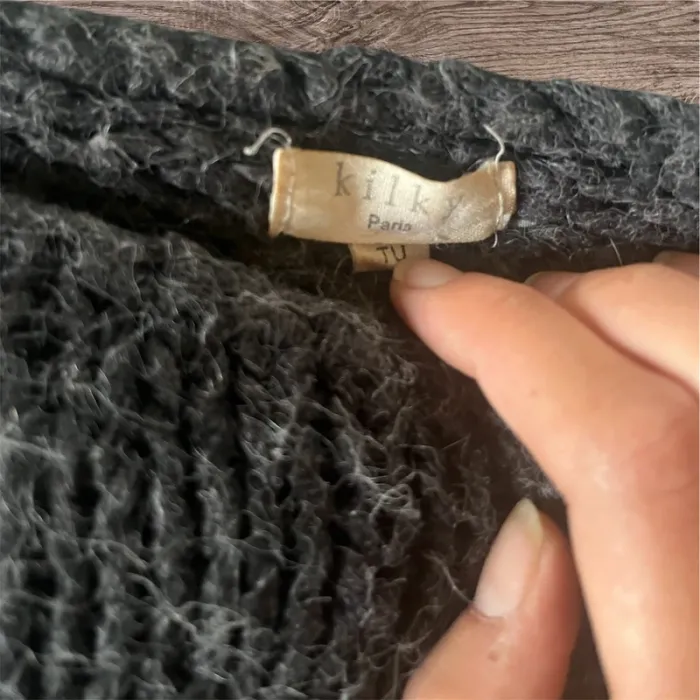 pull en maille rayé gris et blanc avec fils dorées taille unique - photo numéro 2
