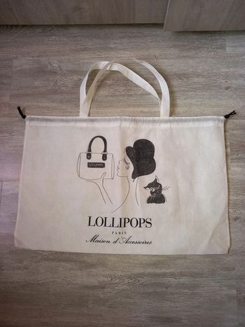 sac en tissu/plastique lollipops blanc et noir neuf