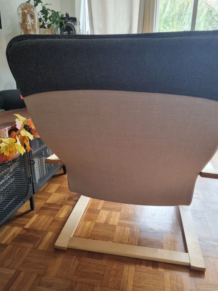 Fauteuil scandinave en bois gris à bascule - photo numéro 4