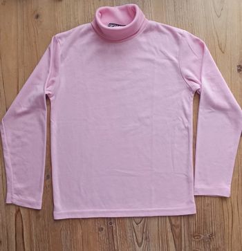 Pull rose col roulé fille 10 ans