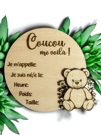 Rond en bois naissance ourson