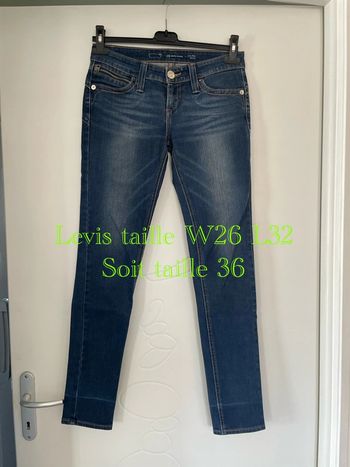 Jean bleu extensible taille basse coupe skinny Levis taille W26 L32 soit taille 36