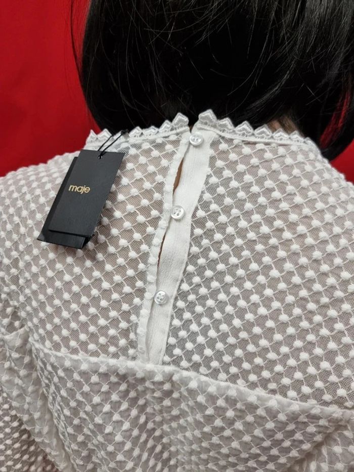 Maje blouse écru dentelle * taille 2 * - photo numéro 8