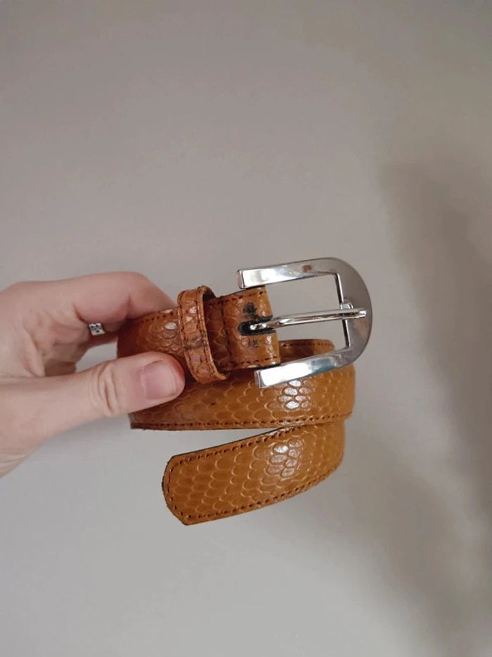 Ceinture marron clair orangé cuir - photo numéro 2