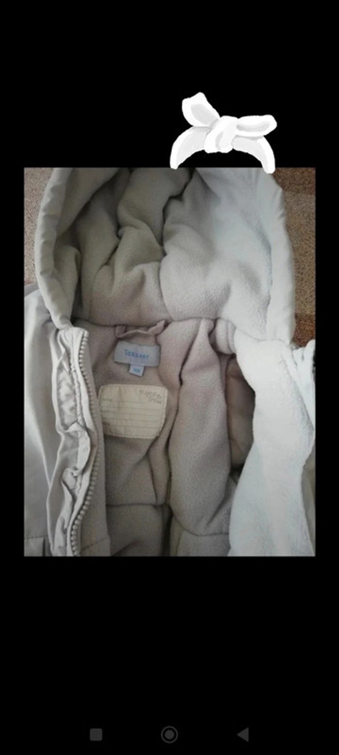 Manteau imperméable fourré polaire gris avec capuche Tex 9 mois neuf 7€ - photo numéro 3