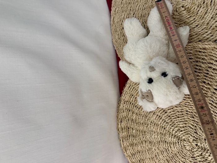 Bukowski Peluche ourson Caroline h21cm blanc avec noeuds beige - photo numéro 3