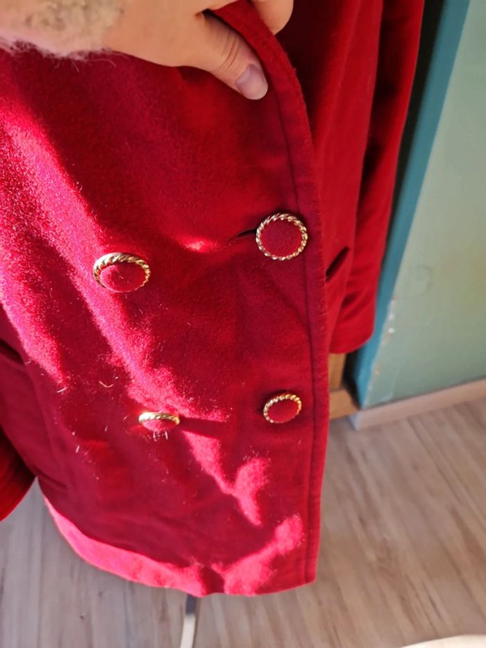 Superbe manteau laine et cachemire Taille 42 rouge vintage - photo numéro 3